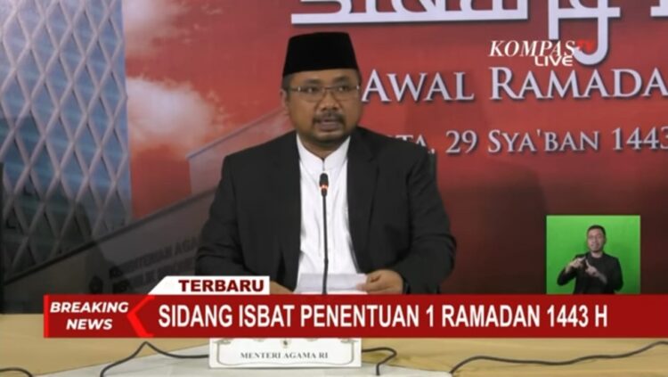 Hasil Sidang Isbat Menteri Agama Tetapkan 1 Ramadhan 1443 H Jatuh Pada