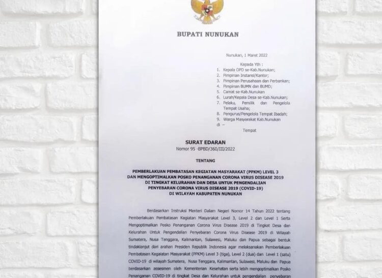 Nunukan PPPKM Level 3 Lagi, Tetap Jaga Prokes