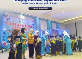 Di Dampingi Bunda Paud, Bupati Laura Hadiri Pelepasan Peserta Didik Paud