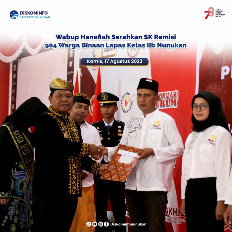 Dalam Rangka HUT ke – 78 RI, 904 Warga Binaan Lapas Nunukan Terima Remisi