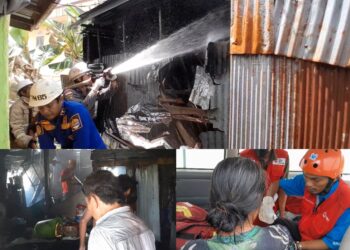 Kebakaran Hanguskan Dua Rumah Semi Permanen, Seorang Lansia Alami Luka Bakar