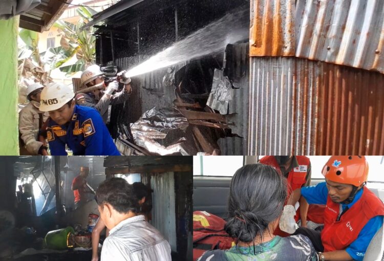 Kebakaran Hanguskan Dua Rumah Semi Permanen, Seorang Lansia Alami Luka Bakar