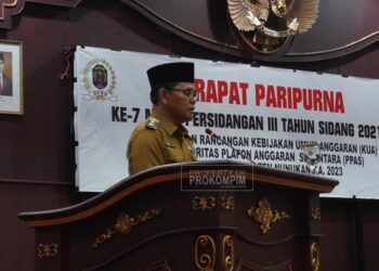 Rapat Paripurna Ke-7 Persidangan III Tahun Sidang 2021-2022, Wabup H. Hanafiah Harap Penyampaian Rancangan KUA PPAS APBD TA. 2023 Segera Disepakati
