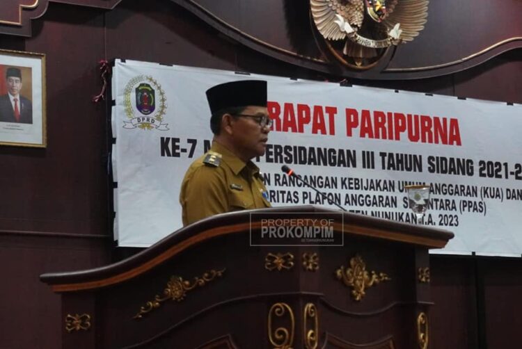 Rapat Paripurna Ke-7 Persidangan III Tahun Sidang 2021-2022, Wabup H. Hanafiah Harap Penyampaian Rancangan KUA PPAS APBD TA. 2023 Segera Disepakati