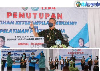 Bupati Tutup Secara Resmi Pelatihan Keterampilan Menjahit dan Pelatihan Payet Busana