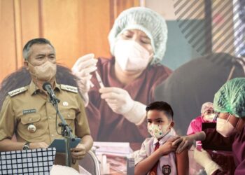 Bupati Launching Vaksin Anak Usia 6-11 Tahun dan Vaksin Booster