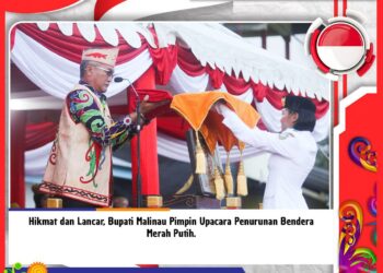 Hikmat dan Lancar, Bupati Malinau Pimpin Upacara Penurunan Bendera Merah Putih