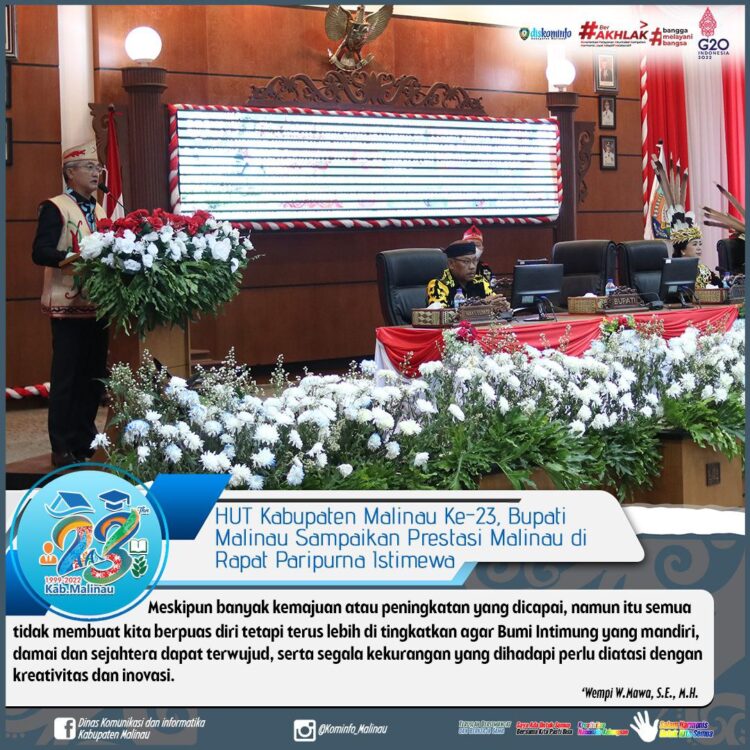 HUT Kabupaten Malinau Ke-23, Bupati Sampaikan Prestasi Malinau di Rapat Paripurna Istimewa