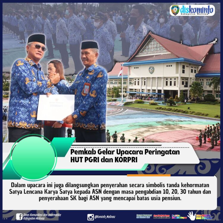 Pemkab Gelar Upacara Peringatan HUT PGRI dan Korpri