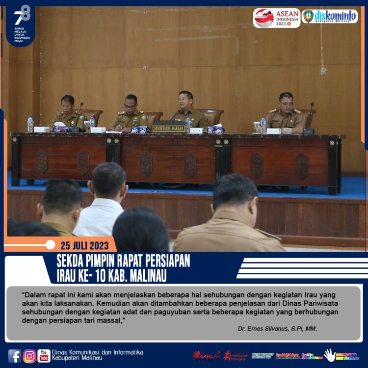 Sekda Pimpin Rapat Persiapan Irau Ke- 10 Kab. Malinau