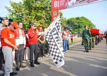 Kirab Kebangsaan di Sebatik, Bendera Merah Putih 81 Meter Dibentangkan