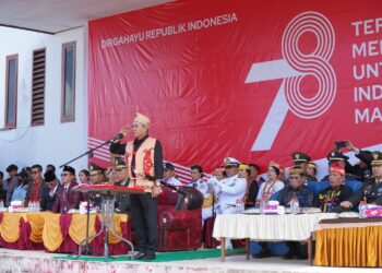 Upacara HUT ke-78 RI di Krayan Nunukan, Gubernur Zainal: Pemerintah Hadir untuk Tingkatkan Pembangunan Kawasan Perbatasan