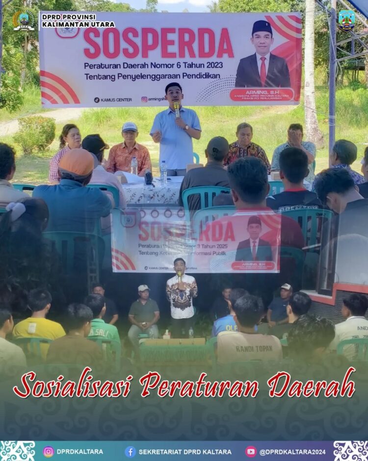 Anggota DPRD Provinsi Kalimantan Utara (Kaltara), Arming, menggelar rangkaian kegiatan Sosialisasi Peraturan Daerah (Sosperda) di Kabupaten Nunukan. (Humas DPRD Kaltara)
