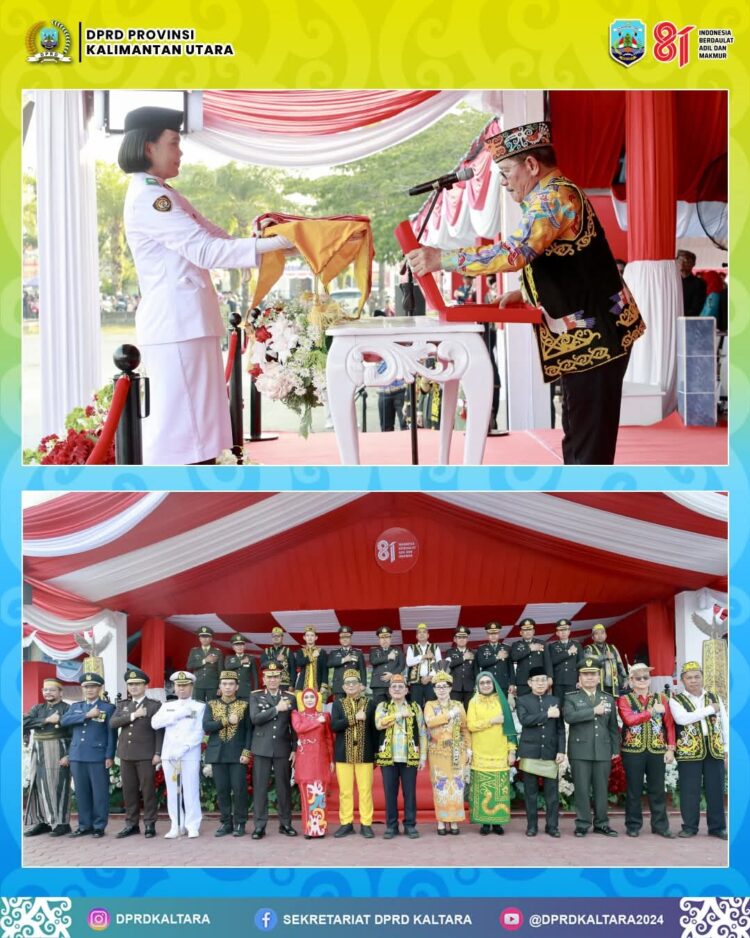Wakil Ketua DPRD Kaltara Hadiri Penurunan Bendera HUT ke-81 RI di Tanjung Selor