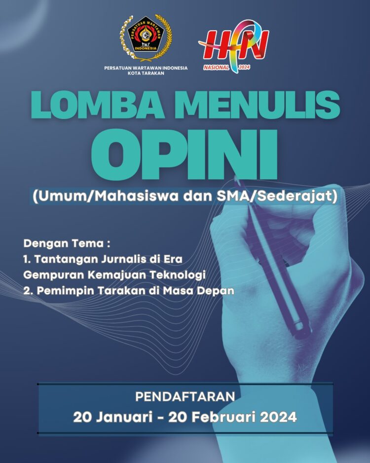 PWI Tarakan Gelar Lomba Menulis Opini, Cek Syarat dan Ketentuannya Berikut Ini