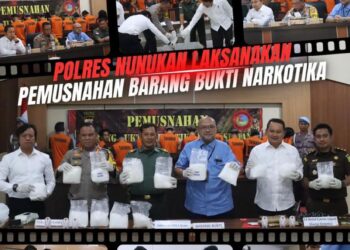 Polres Nunukan memusnahkan barang bukti tindak kejahatan narkoba hasil tangkapan Agustus hingga Desember 2023 (FOTO : Polres Nunukan)