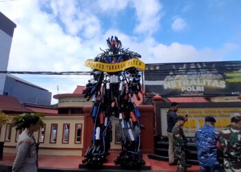 Knalpot Brong Hasil Razia jadi Miniatur Robot di Polres Tarakan