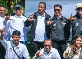 Pimpinan DPRD Kaltara mengikuti aksi penghijauan dan bakti sosial pada rangkaian Rakernas II ADPSI 2026 di Buleleng, Bali. (Humas DPRD Kaltara)