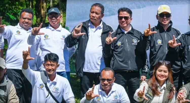 Pimpinan DPRD Kaltara mengikuti aksi penghijauan dan bakti sosial pada rangkaian Rakernas II ADPSI 2026 di Buleleng, Bali. (Humas DPRD Kaltara)