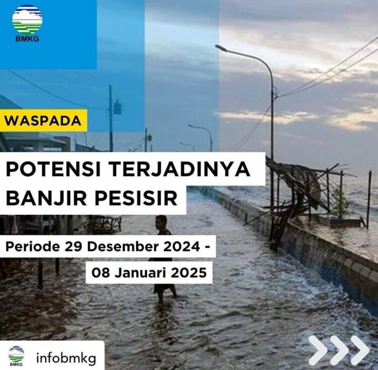 Tangkapan layar Instagram BMKG Tarakan terkait potensi terjadinya banjir pesisir