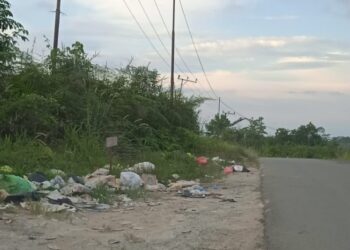 Sampah Berserakan di Pinggir Jalan Menuju Polda Kaltara