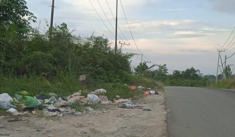 Sampah Berserakan di Pinggir Jalan Menuju Polda Kaltara