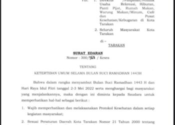 Walikota Tarakan Terbitkan Surat Edaran, Tempat Hiburan Malam Diwajibkan Tutup