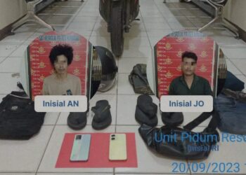 Tampak dua pelaku penjambretan Hp,AN (29) dan JO (21) (Foto: Instagram Polres Nunukan)