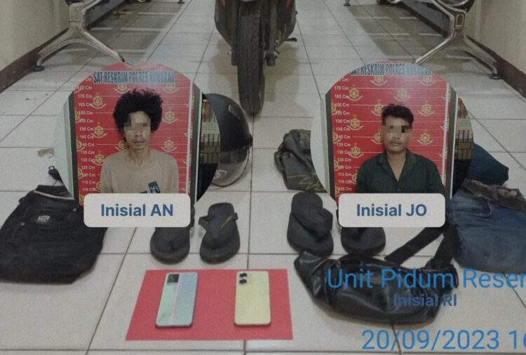 Tampak dua pelaku penjambretan Hp,AN (29) dan JO (21) (Foto: Instagram Polres Nunukan)