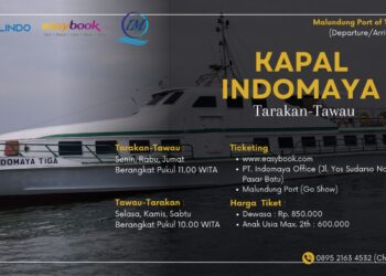 Brosur jadwal dan harga tiket Kapal Indomaya rute Tarakan-Tawau