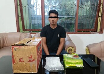Tampang pelaku pengedar sabu. (Sumber foto : Humas BNNK Nunukan)