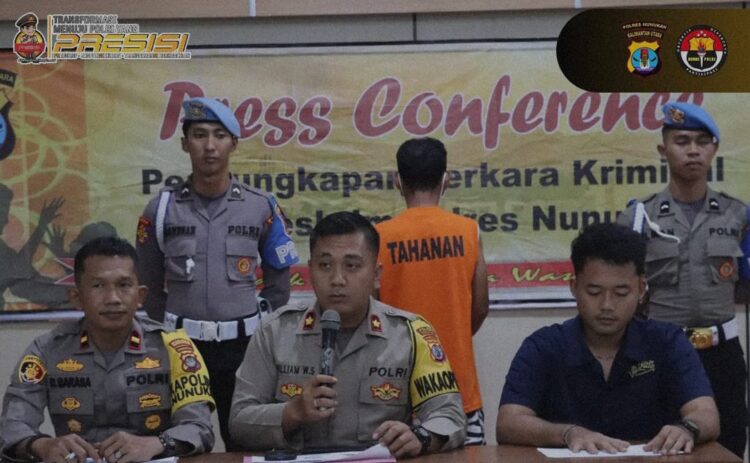 Tampak pelaku SU, saat dihadirkan dalam press release (Foto: Humas Polres Nunukan)